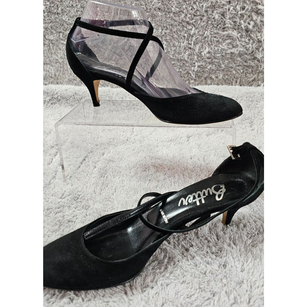 BUTTER Brand Black Suede Leather D'Orsay Strappy Heels US 7, MADE IN ITALY
